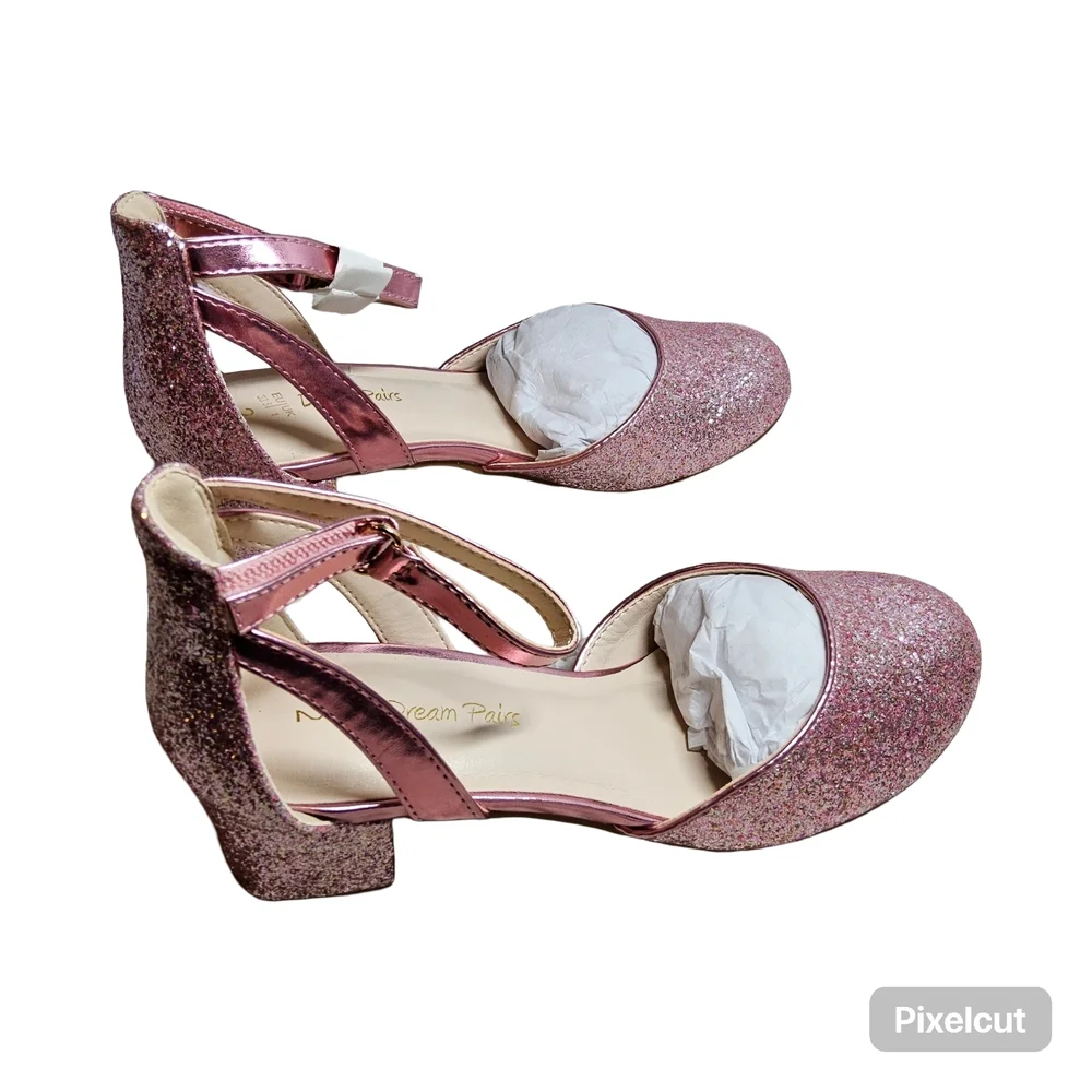 NWOT Girls Size 2 Sparkling Pink Glitter Dress Shoes